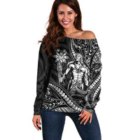 Filipinos Lapu Lapu Hero Off Shoulder Sweater Black Polynesian Tribal Tattoo LT05 Women Black - Polynesian Pride