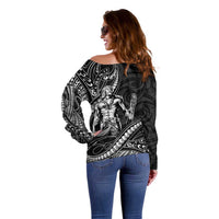 Filipinos Lapu Lapu Hero Off Shoulder Sweater Black Polynesian Tribal Tattoo LT05 - Polynesian Pride