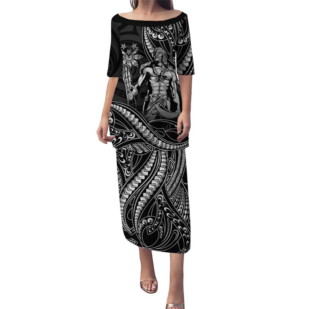 Filipinos Lapu Lapu Hero Puletasi Black Polynesian Tribal Tattoo LT05 Long Dress Black - Polynesian Pride