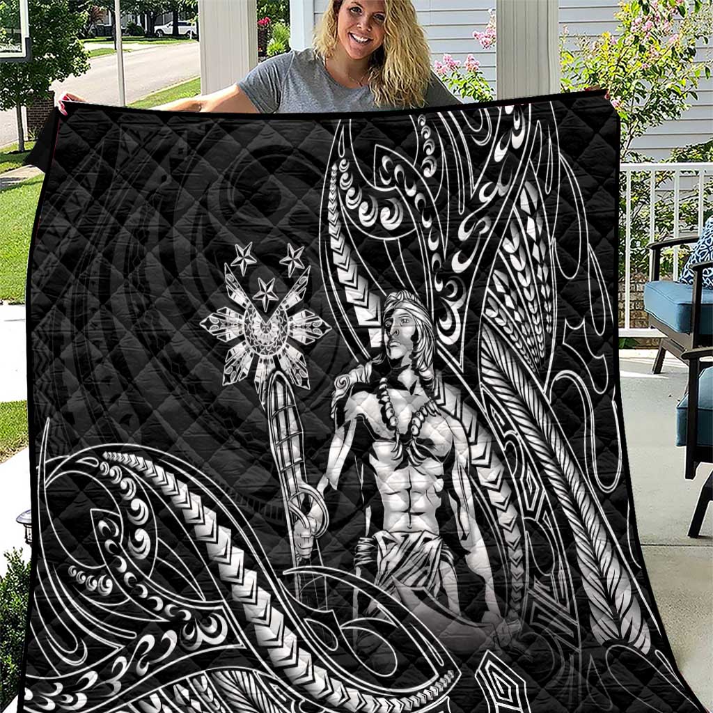 Filipinos Lapu Lapu Hero Quilt Black Polynesian Tribal Tattoo LT05 Black - Polynesian Pride