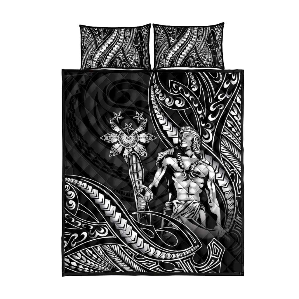 Filipinos Lapu Lapu Hero Quilt Bed Set Black Polynesian Tribal Tattoo LT05 - Polynesian Pride