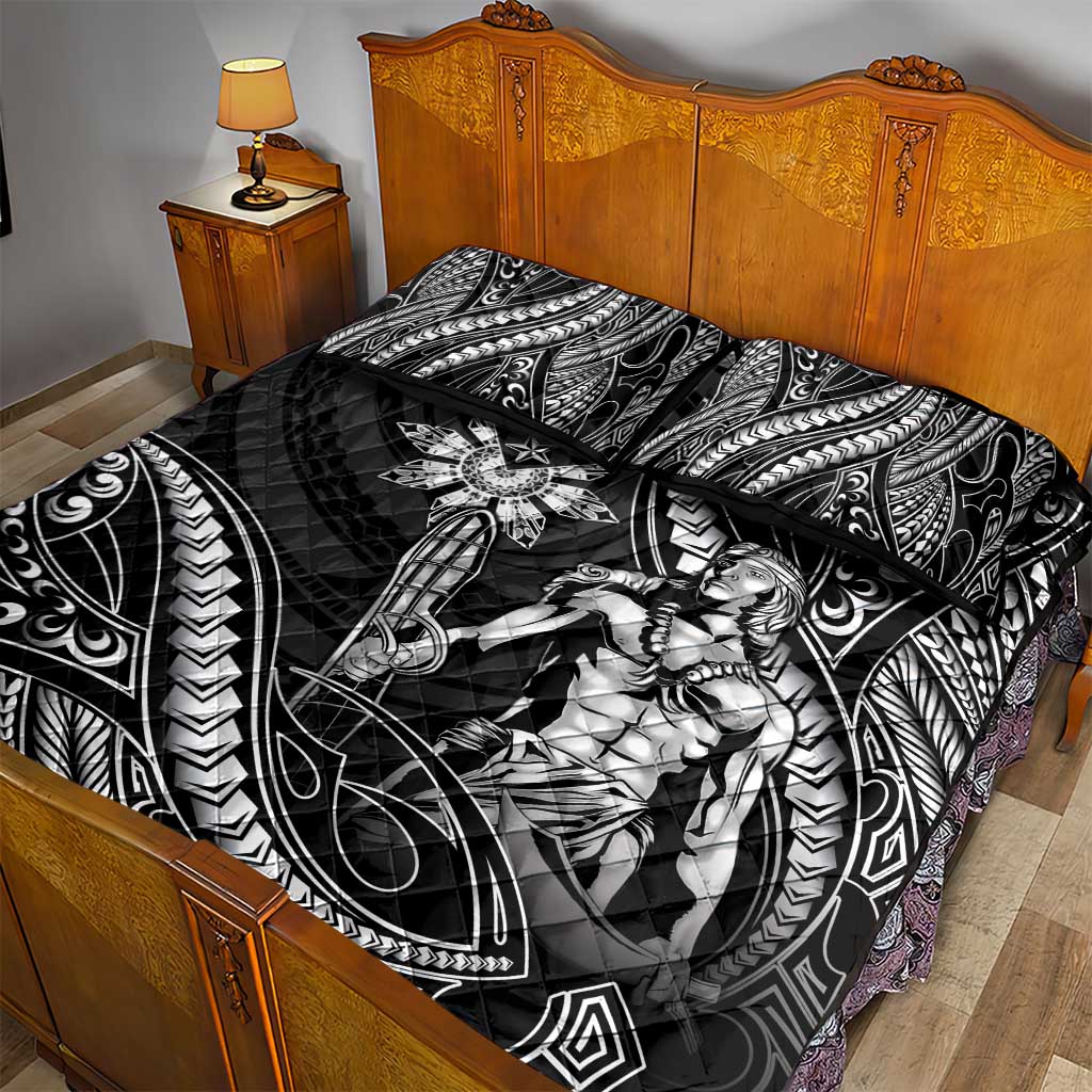 Filipinos Lapu Lapu Hero Quilt Bed Set Black Polynesian Tribal Tattoo LT05 - Polynesian Pride