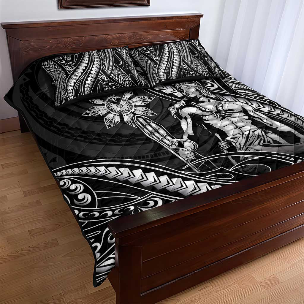 Filipinos Lapu Lapu Hero Quilt Bed Set Black Polynesian Tribal Tattoo LT05 - Polynesian Pride