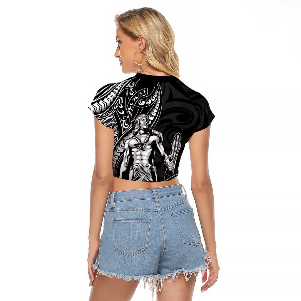 Filipinos Lapu Lapu Hero Raglan Cropped T Shirt Black Polynesian Tribal Tattoo