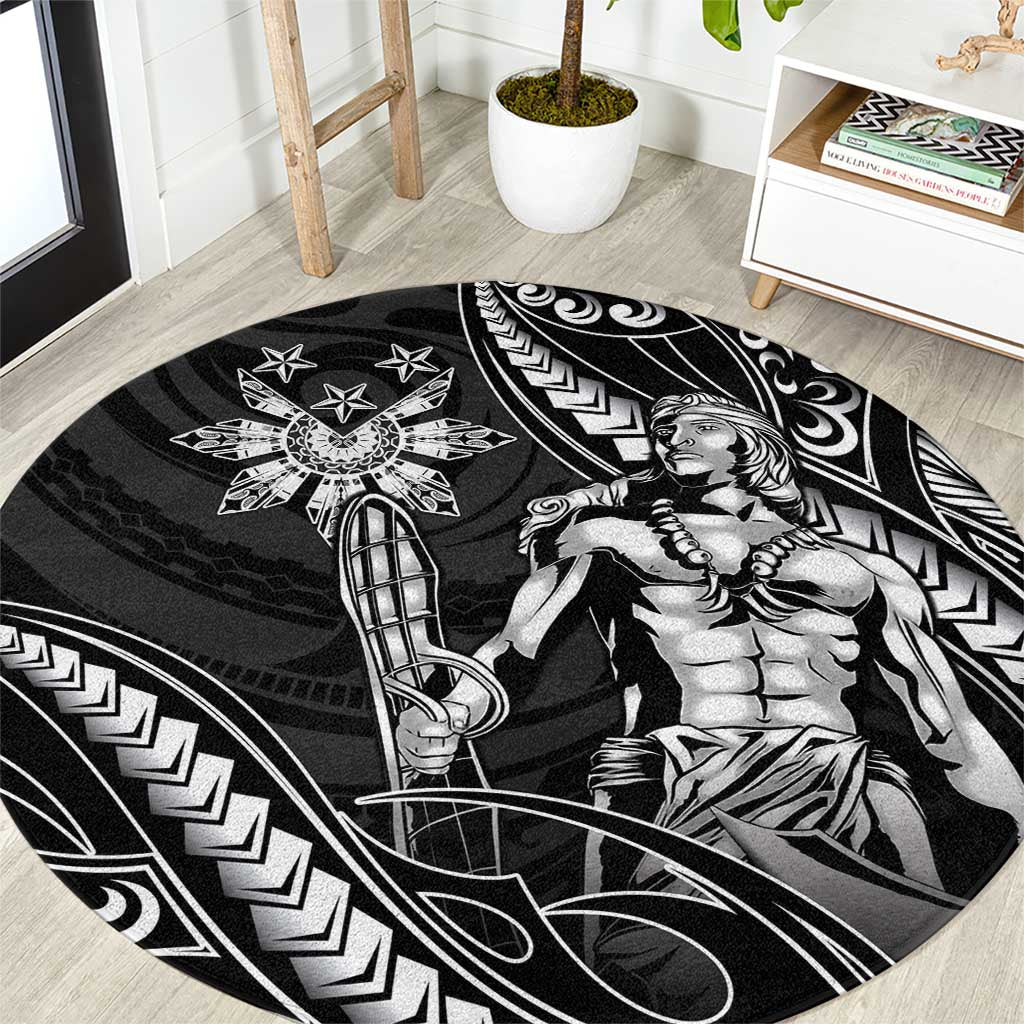 Filipinos Lapu Lapu Hero Round Carpet Black Polynesian Tribal Tattoo