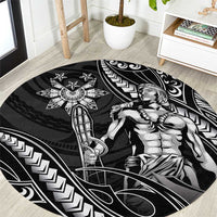 Filipinos Lapu Lapu Hero Round Carpet Black Polynesian Tribal Tattoo
