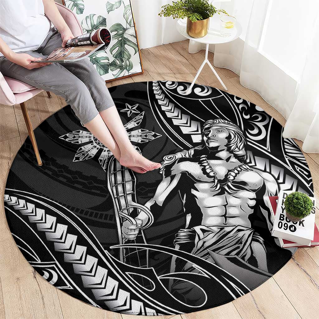 Filipinos Lapu Lapu Hero Round Carpet Black Polynesian Tribal Tattoo