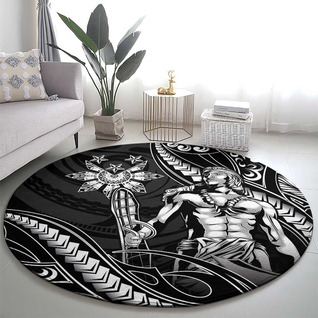 Filipinos Lapu Lapu Hero Round Carpet Black Polynesian Tribal Tattoo
