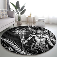 Filipinos Lapu Lapu Hero Round Carpet Black Polynesian Tribal Tattoo