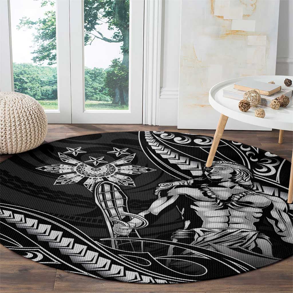 Filipinos Lapu Lapu Hero Round Carpet Black Polynesian Tribal Tattoo