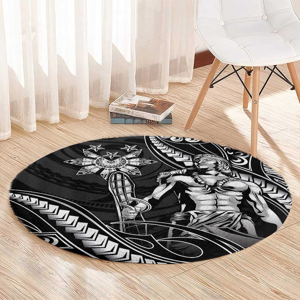 Filipinos Lapu Lapu Hero Round Carpet Black Polynesian Tribal Tattoo