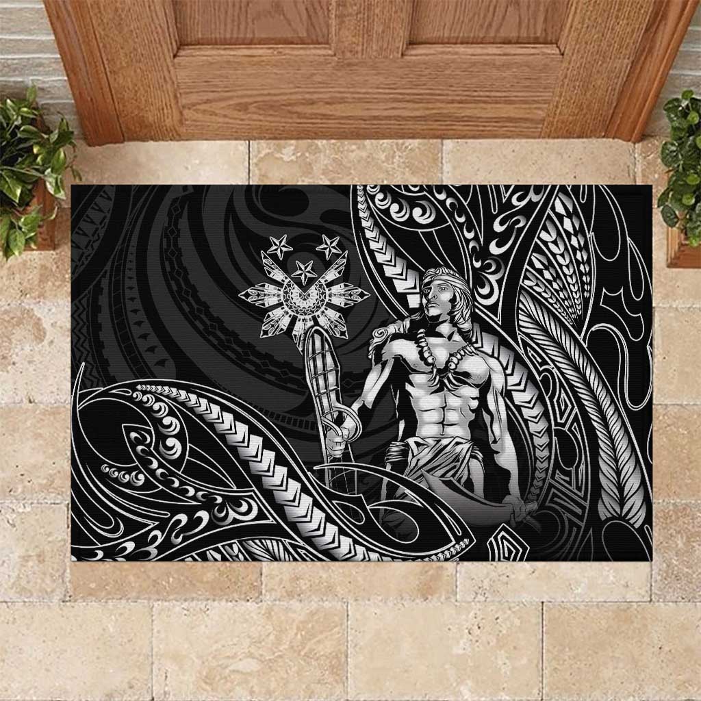 Filipinos Lapu Lapu Hero Rubber Doormat Black Polynesian Tribal Tattoo LT05 Black - Polynesian Pride
