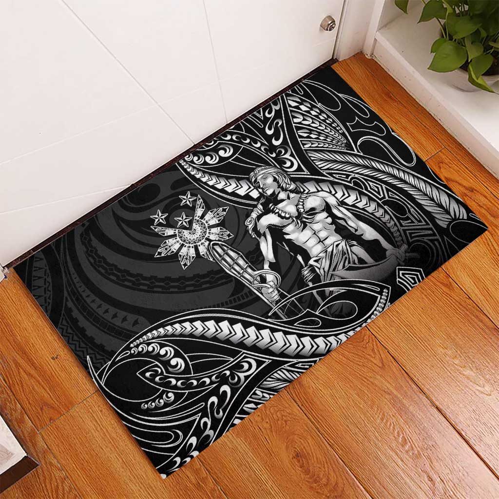 Filipinos Lapu Lapu Hero Rubber Doormat Black Polynesian Tribal Tattoo