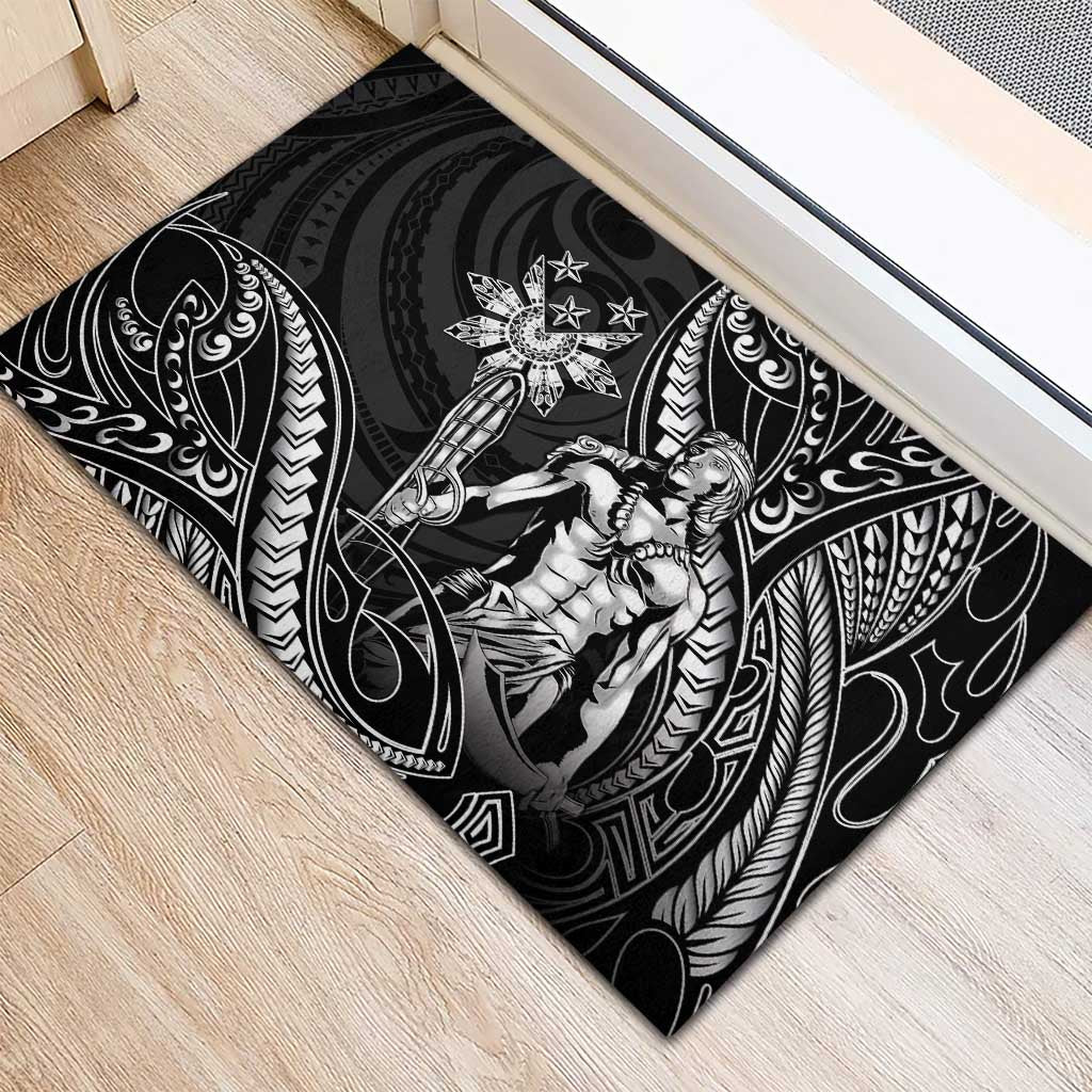 Filipinos Lapu Lapu Hero Rubber Doormat Black Polynesian Tribal Tattoo