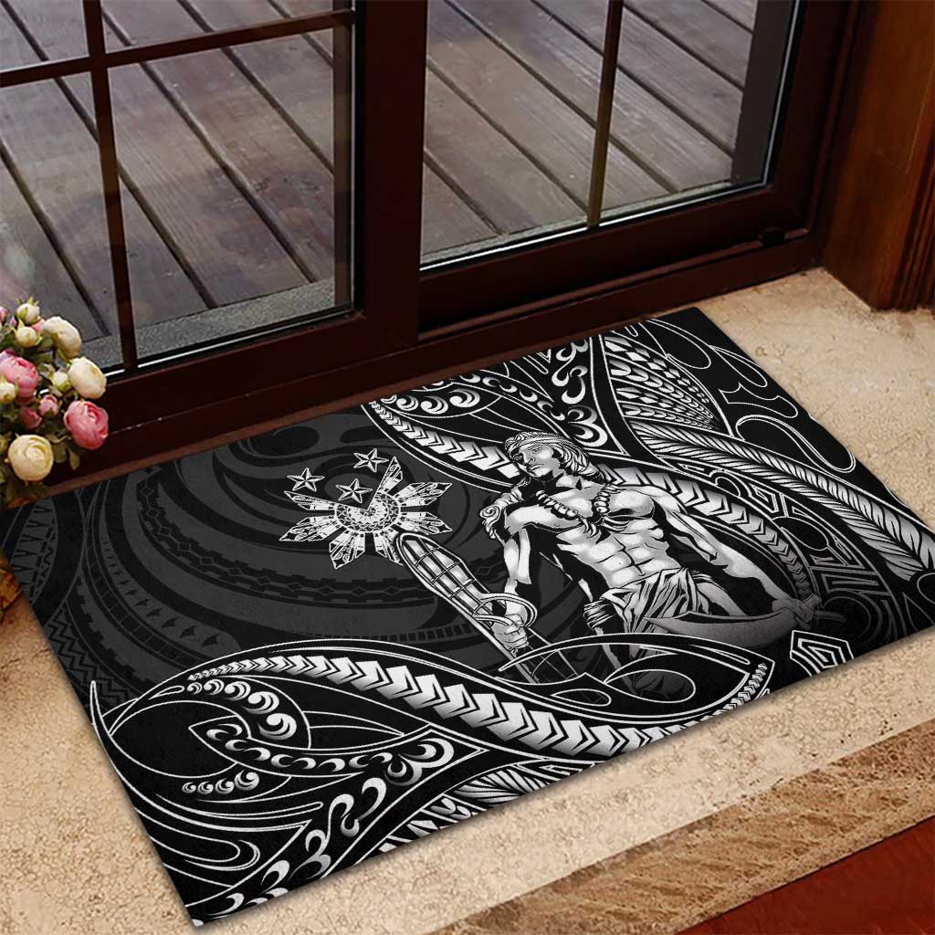 Filipinos Lapu Lapu Hero Rubber Doormat Black Polynesian Tribal Tattoo