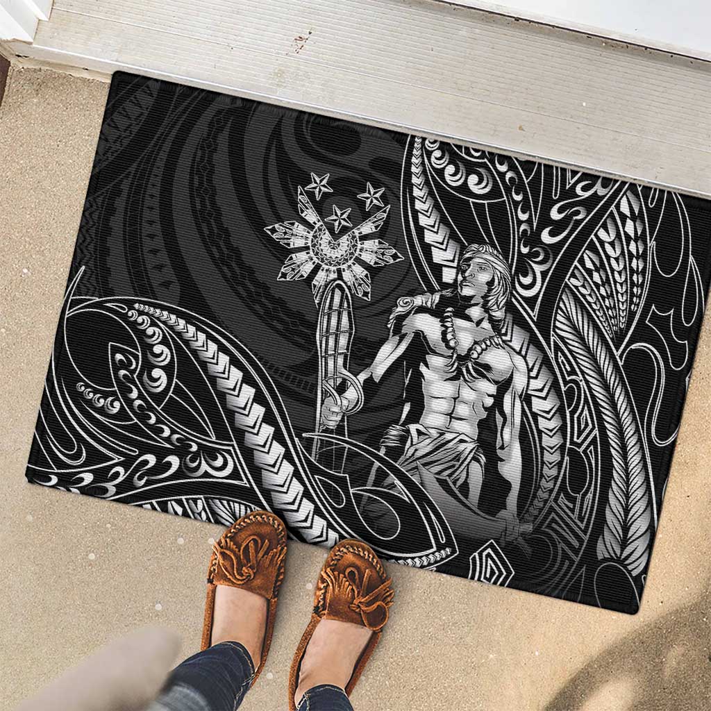 Filipinos Lapu Lapu Hero Rubber Doormat Black Polynesian Tribal Tattoo