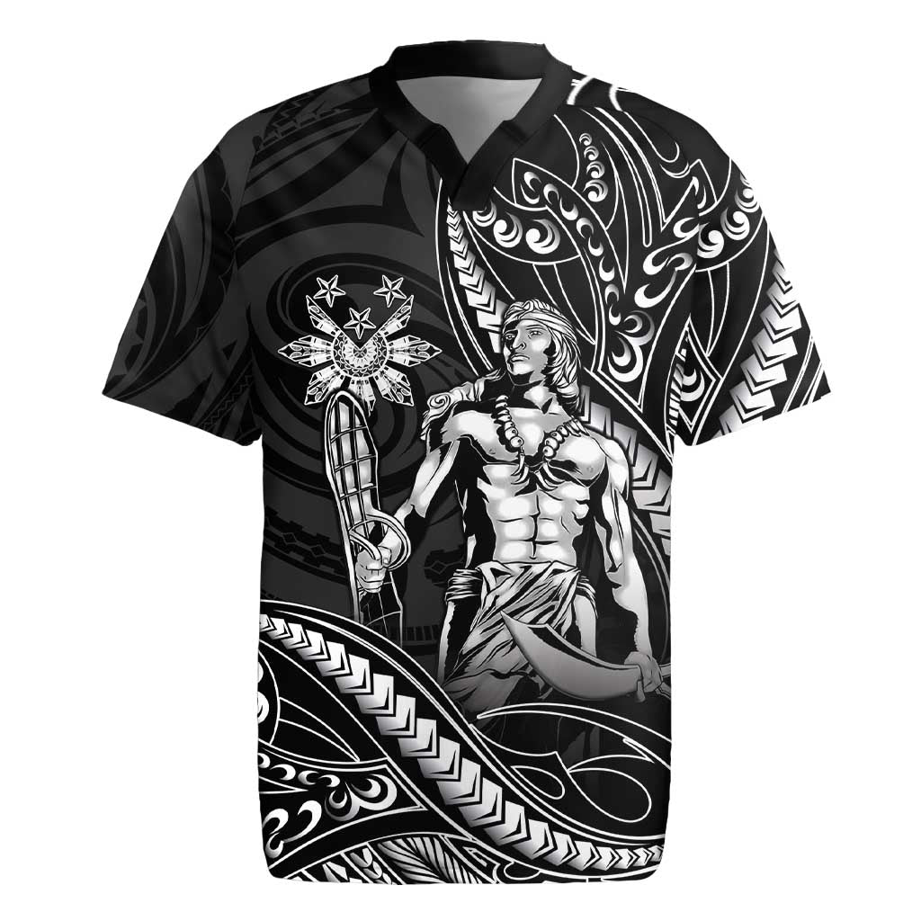 Filipinos Lapu Lapu Hero Rugby Jersey Black Polynesian Tribal Tattoo LT05 Black - Polynesian Pride
