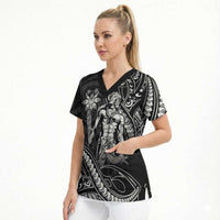 Filipinos Lapu Lapu Hero Scrub Top Black Polynesian Tribal Tattoo LT05 - Polynesian Pride