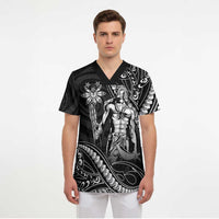 Filipinos Lapu Lapu Hero Scrub Top Black Polynesian Tribal Tattoo LT05 - Polynesian Pride