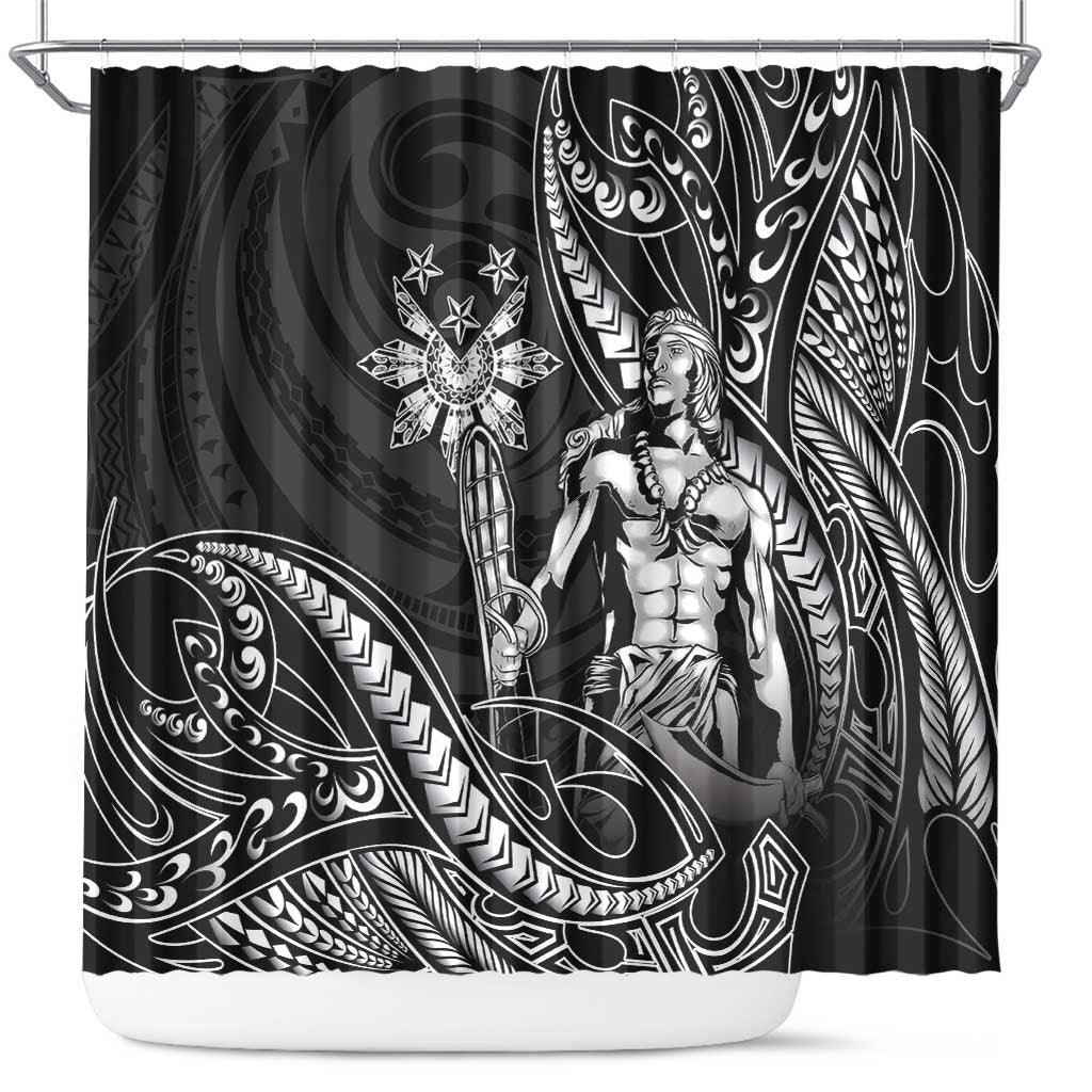 Filipinos Lapu Lapu Hero Shower Curtain Black Polynesian Tribal Tattoo LT05 Black - Polynesian Pride