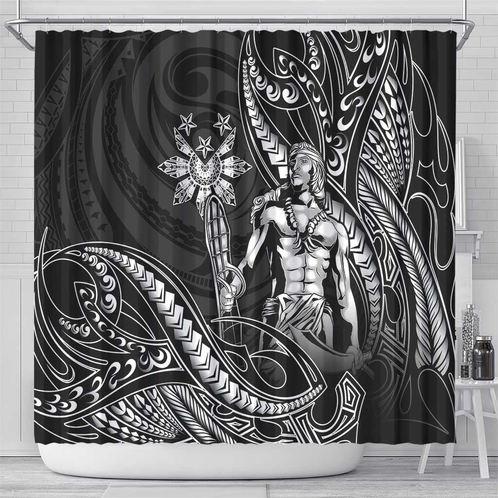 Filipinos Lapu Lapu Hero Shower Curtain Black Polynesian Tribal Tattoo LT05 - Polynesian Pride