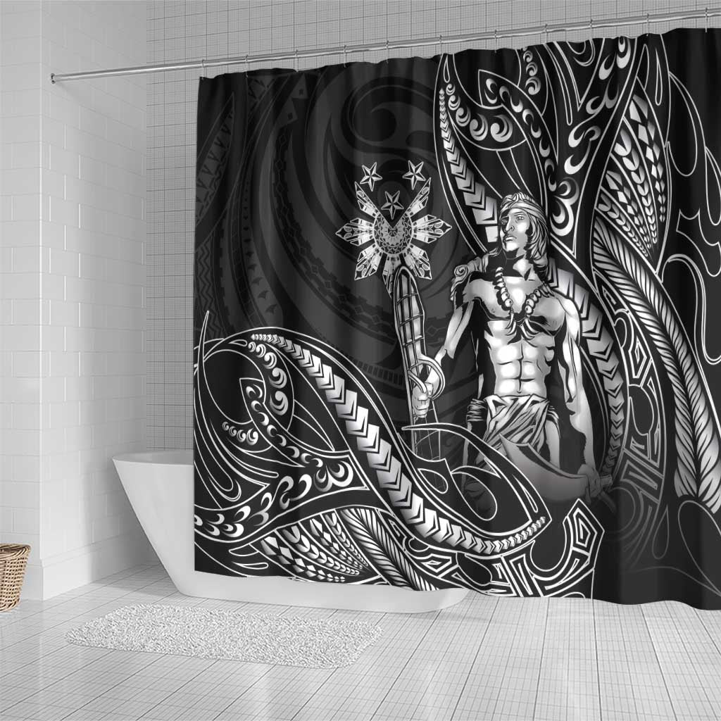 Filipinos Lapu Lapu Hero Shower Curtain Black Polynesian Tribal Tattoo LT05 - Polynesian Pride
