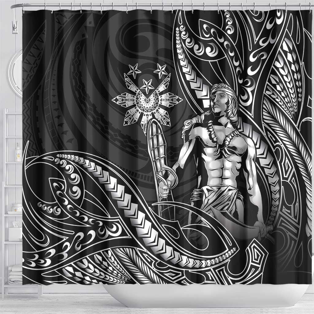 Filipinos Lapu Lapu Hero Shower Curtain Black Polynesian Tribal Tattoo LT05 - Polynesian Pride