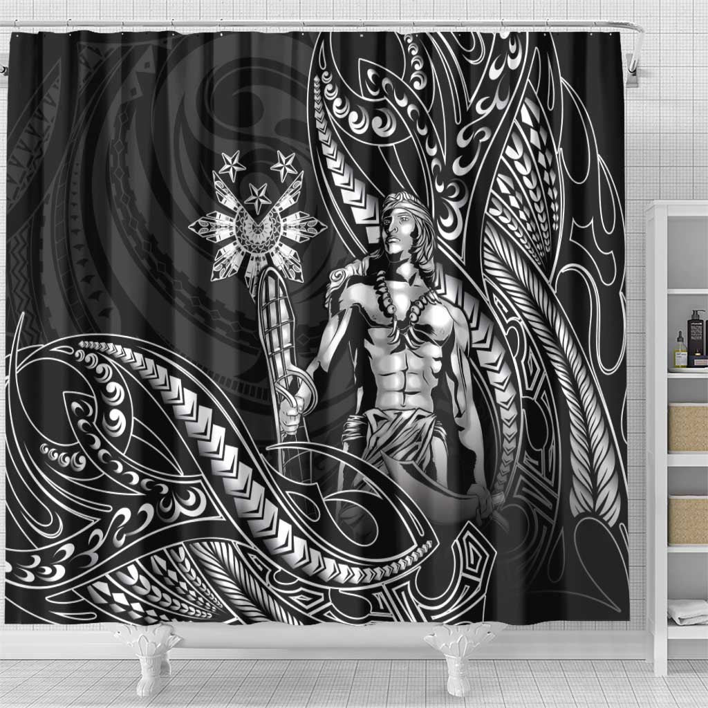 Filipinos Lapu Lapu Hero Shower Curtain Black Polynesian Tribal Tattoo LT05 - Polynesian Pride