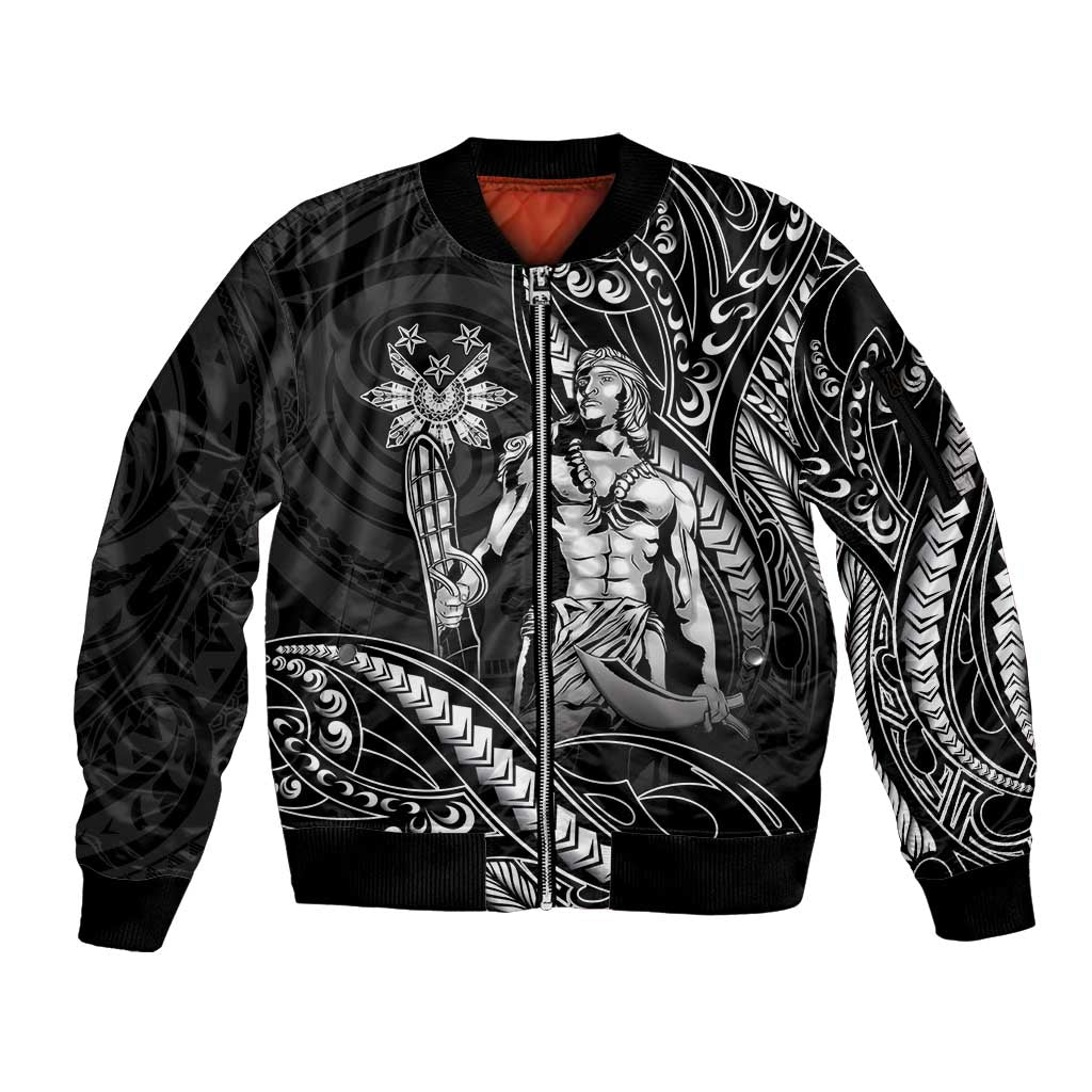 Filipinos Lapu Lapu Hero Sleeve Zip Bomber Jacket Black Polynesian Tribal Tattoo LT05 Unisex Black - Polynesian Pride
