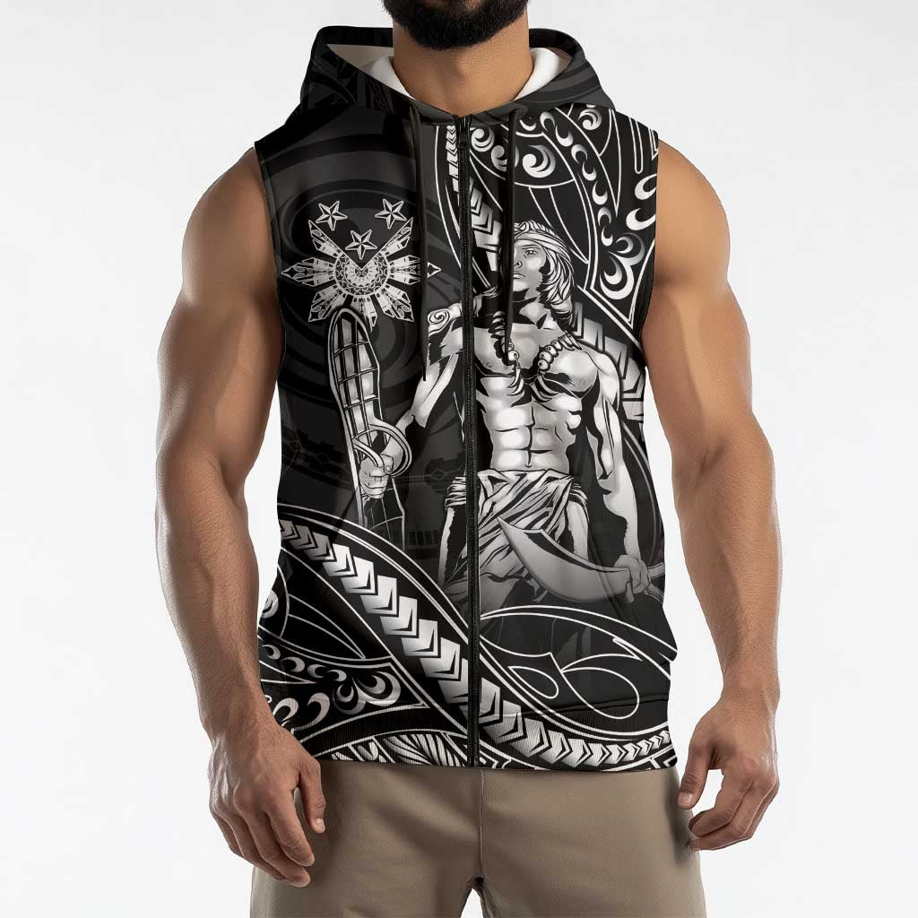 Filipinos Lapu Lapu Hero Sleeveless Zip Hoodie Black Polynesian Tribal Tattoo LT05 - Polynesian Pride