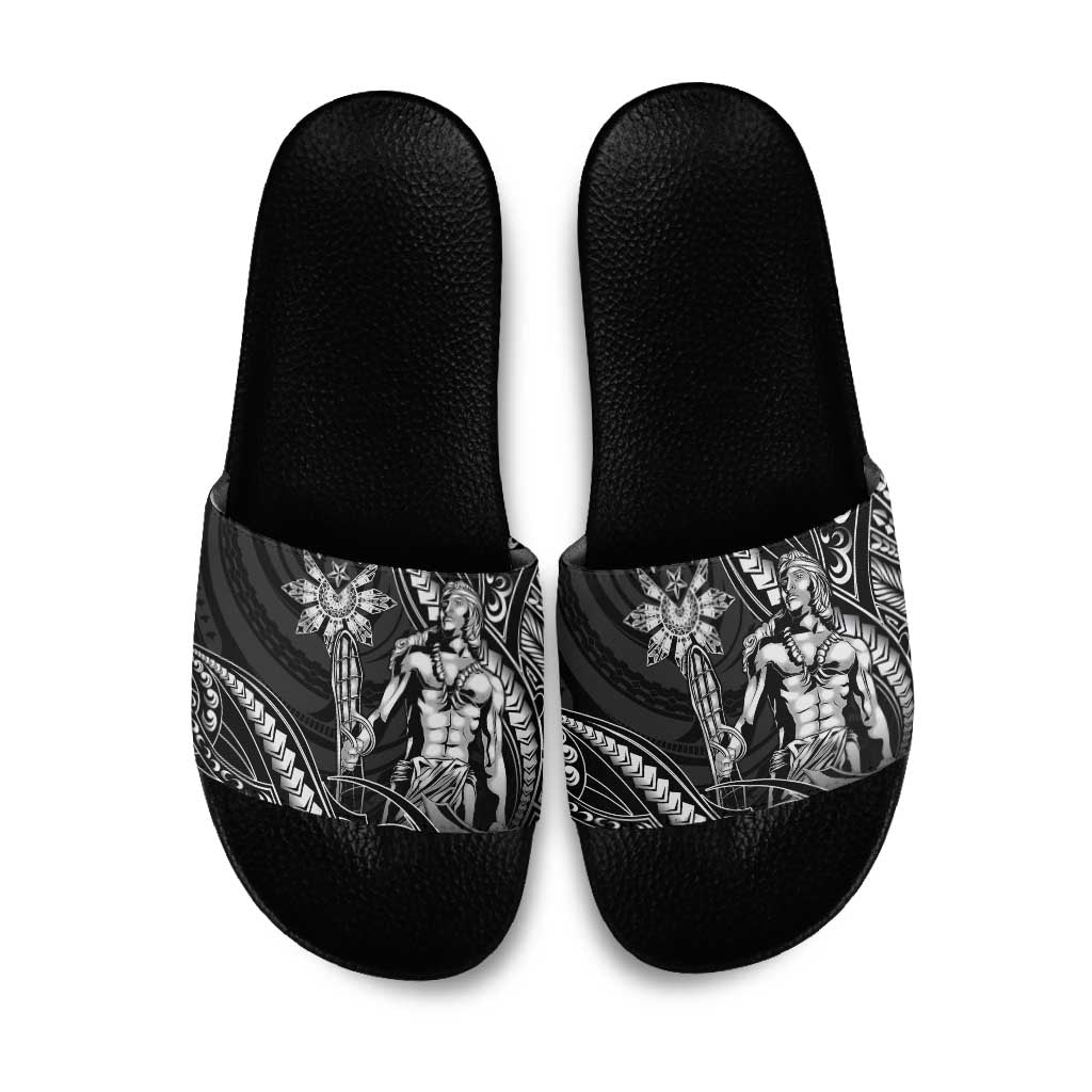 Filipinos Lapu Lapu Hero Slide Sandals Black Polynesian Tribal Tattoo LT05 Black - Polynesian Pride