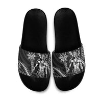 Filipinos Lapu Lapu Hero Slide Sandals Black Polynesian Tribal Tattoo LT05 Black - Polynesian Pride