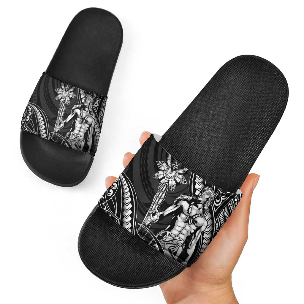 Filipinos Lapu Lapu Hero Slide Sandals Black Polynesian Tribal Tattoo LT05 - Polynesian Pride