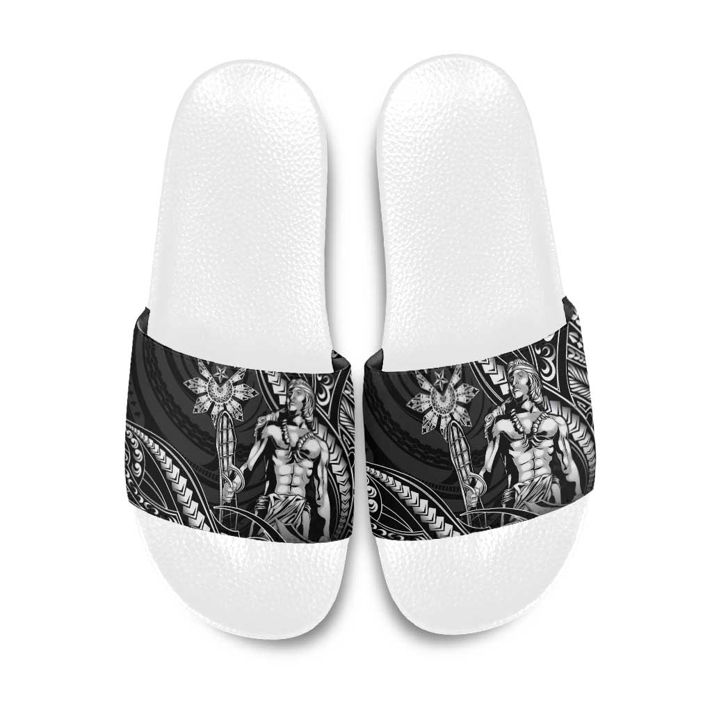 Filipinos Lapu Lapu Hero Slide Sandals Black Polynesian Tribal Tattoo LT05 Black - Polynesian Pride