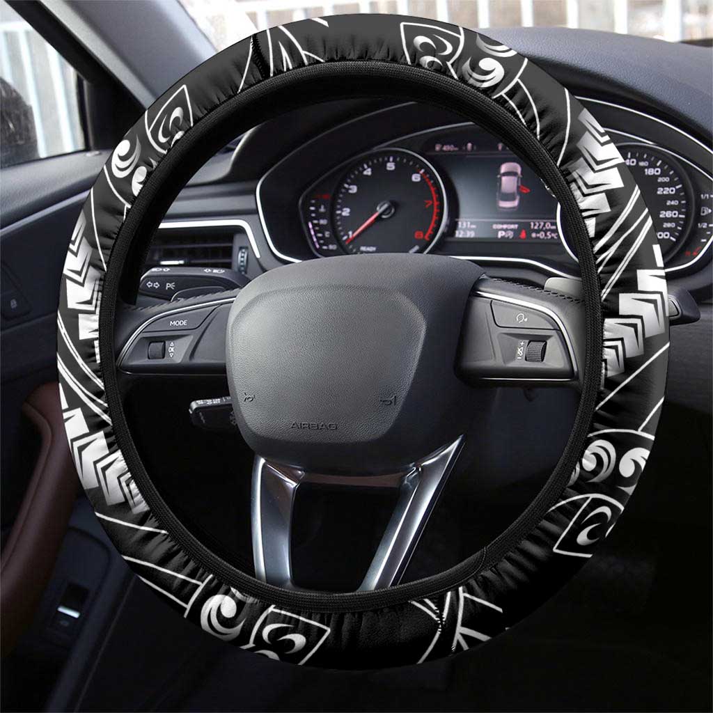 Filipinos Lapu Lapu Hero Steering Wheel Cover Black Polynesian Tribal Tattoo