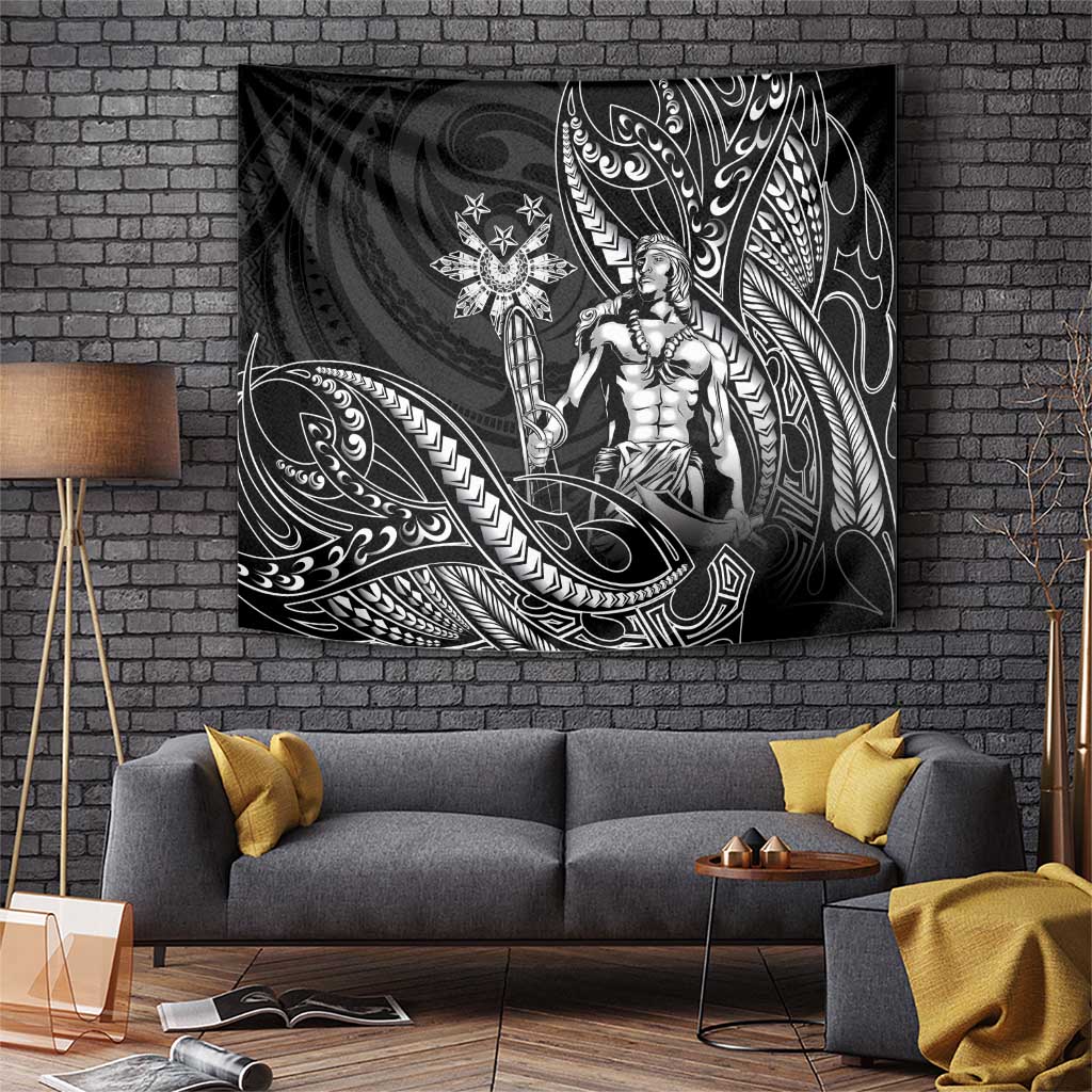 Filipinos Lapu Lapu Hero Tapestry Black Polynesian Tribal Tattoo LT05 Black - Polynesian Pride