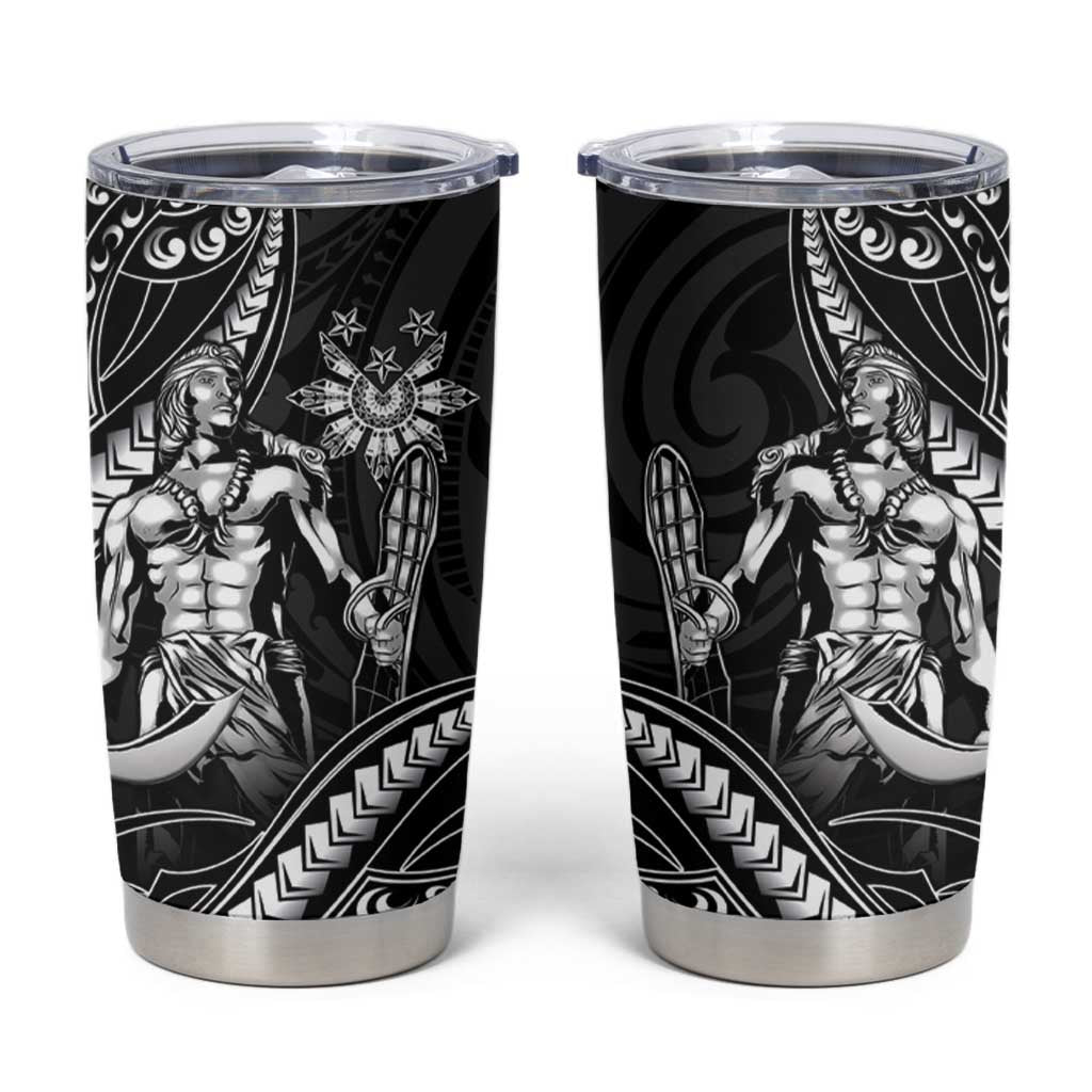Filipinos Lapu Lapu Hero Tumbler Cup Black Polynesian Tribal Tattoo LT05 Black - Polynesian Pride