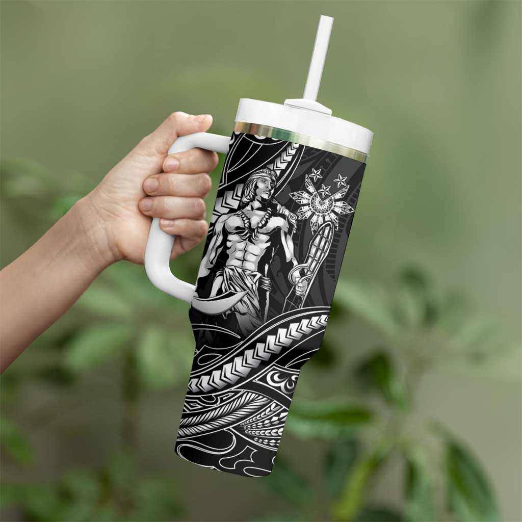 Filipinos Lapu Lapu Hero Tumbler With Handle Black Polynesian Tribal Tattoo LT05 - Polynesian Pride