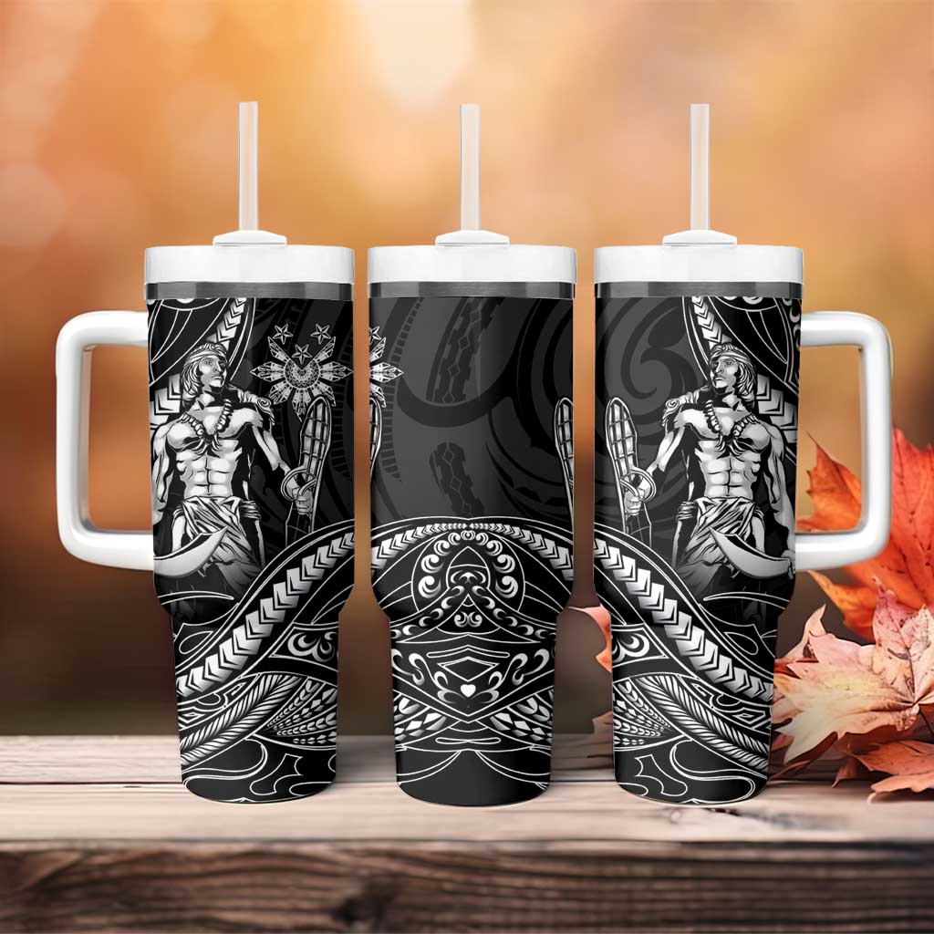 Filipinos Lapu Lapu Hero Tumbler With Handle Black Polynesian Tribal Tattoo LT05 - Polynesian Pride