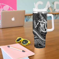Filipinos Lapu Lapu Hero Tumbler With Handle Black Polynesian Tribal Tattoo LT05 - Polynesian Pride