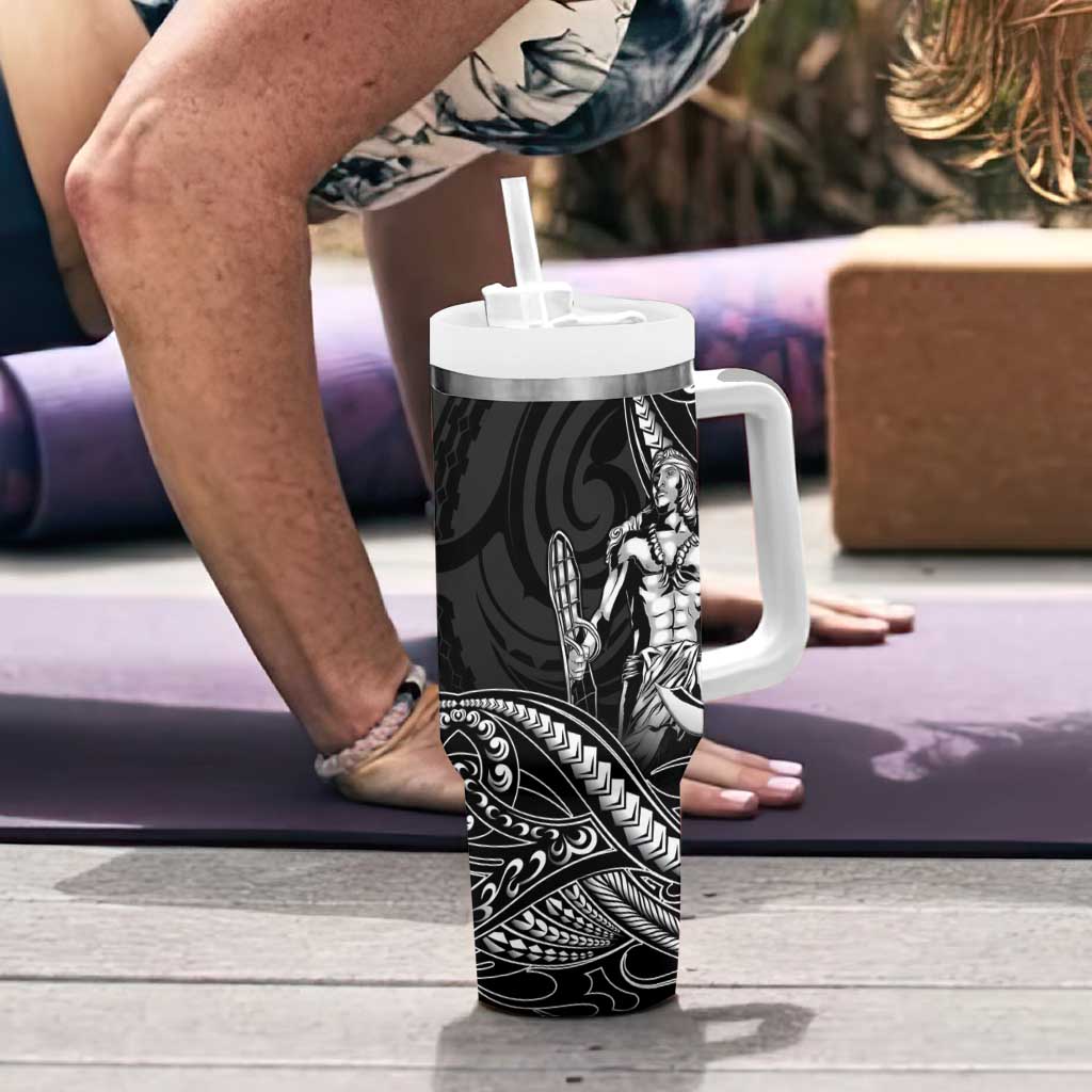 Filipinos Lapu Lapu Hero Tumbler With Handle Black Polynesian Tribal Tattoo LT05 - Polynesian Pride