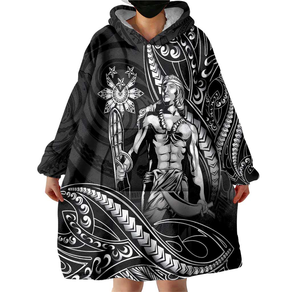 Filipinos Lapu Lapu Hero Wearable Blanket Hoodie Black Polynesian Tribal Tattoo LT05 - Polynesian Pride