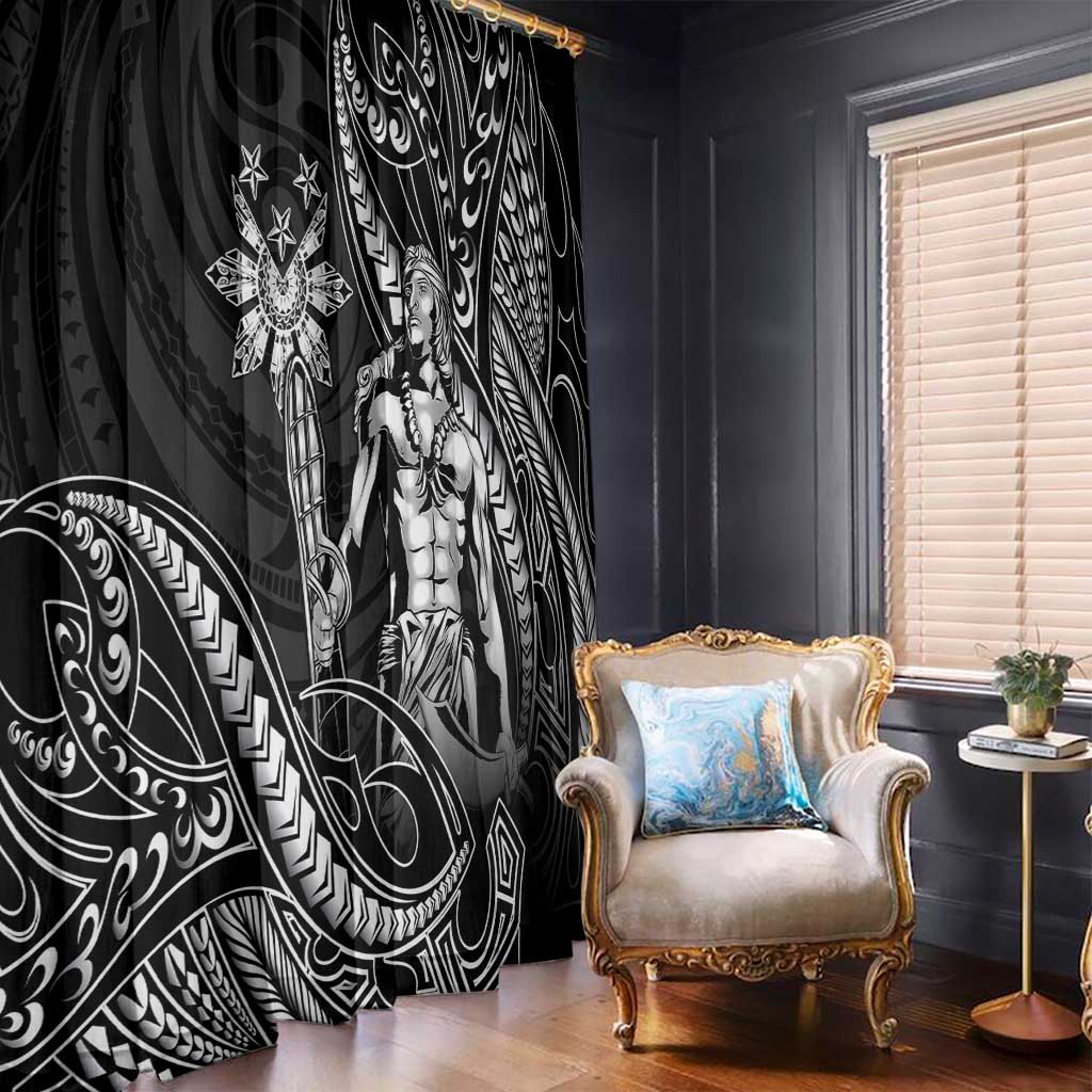 Filipinos Lapu Lapu Hero Window Curtain Black Polynesian Tribal Tattoo LT05 - Polynesian Pride