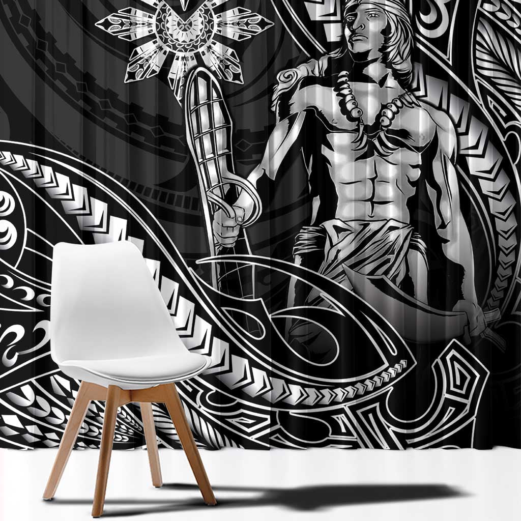Filipinos Lapu Lapu Hero Window Curtain Black Polynesian Tribal Tattoo LT05 - Polynesian Pride