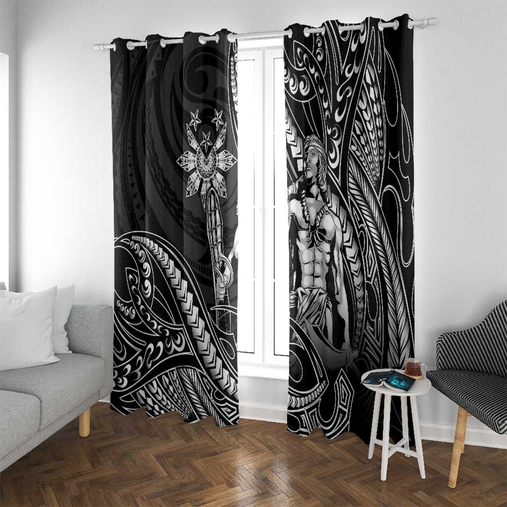 Filipinos Lapu Lapu Hero Window Curtain Black Polynesian Tribal Tattoo LT05 With Grommets Black - Polynesian Pride