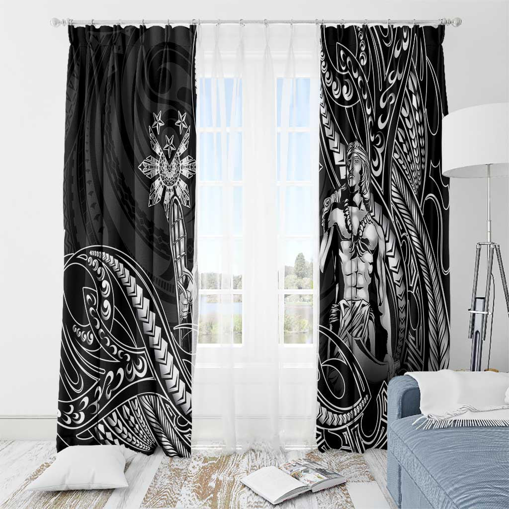 Filipinos Lapu Lapu Hero Window Curtain Black Polynesian Tribal Tattoo LT05 - Polynesian Pride