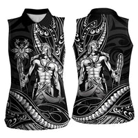 Filipinos Lapu Lapu Hero Women Sleeveless Polo Shirt Black Polynesian Tribal Tattoo
