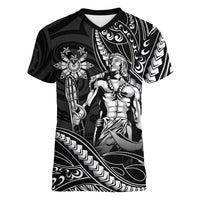 Filipinos Lapu Lapu Hero Women V-Neck T-Shirt Black Polynesian Tribal Tattoo