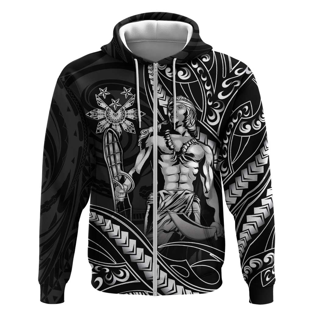Filipinos Lapu Lapu Hero Zip Hoodie Black Polynesian Tribal Tattoo LT05 Zip Hoodie Black - Polynesian Pride