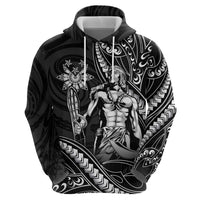 Filipinos Lapu Lapu Hero Zip Hoodie Black Polynesian Tribal Tattoo LT05 - Polynesian Pride